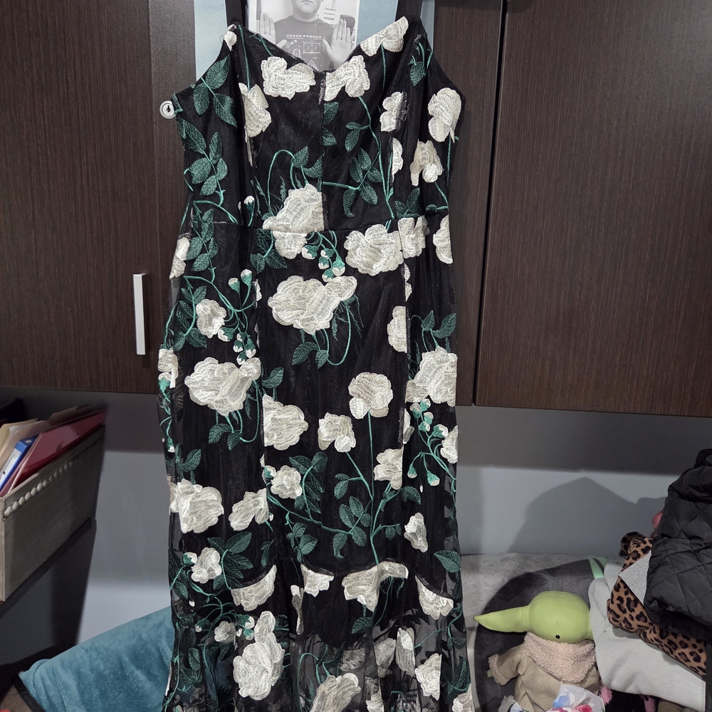 Sam Edelman Black and Cream Floral Midi Dress